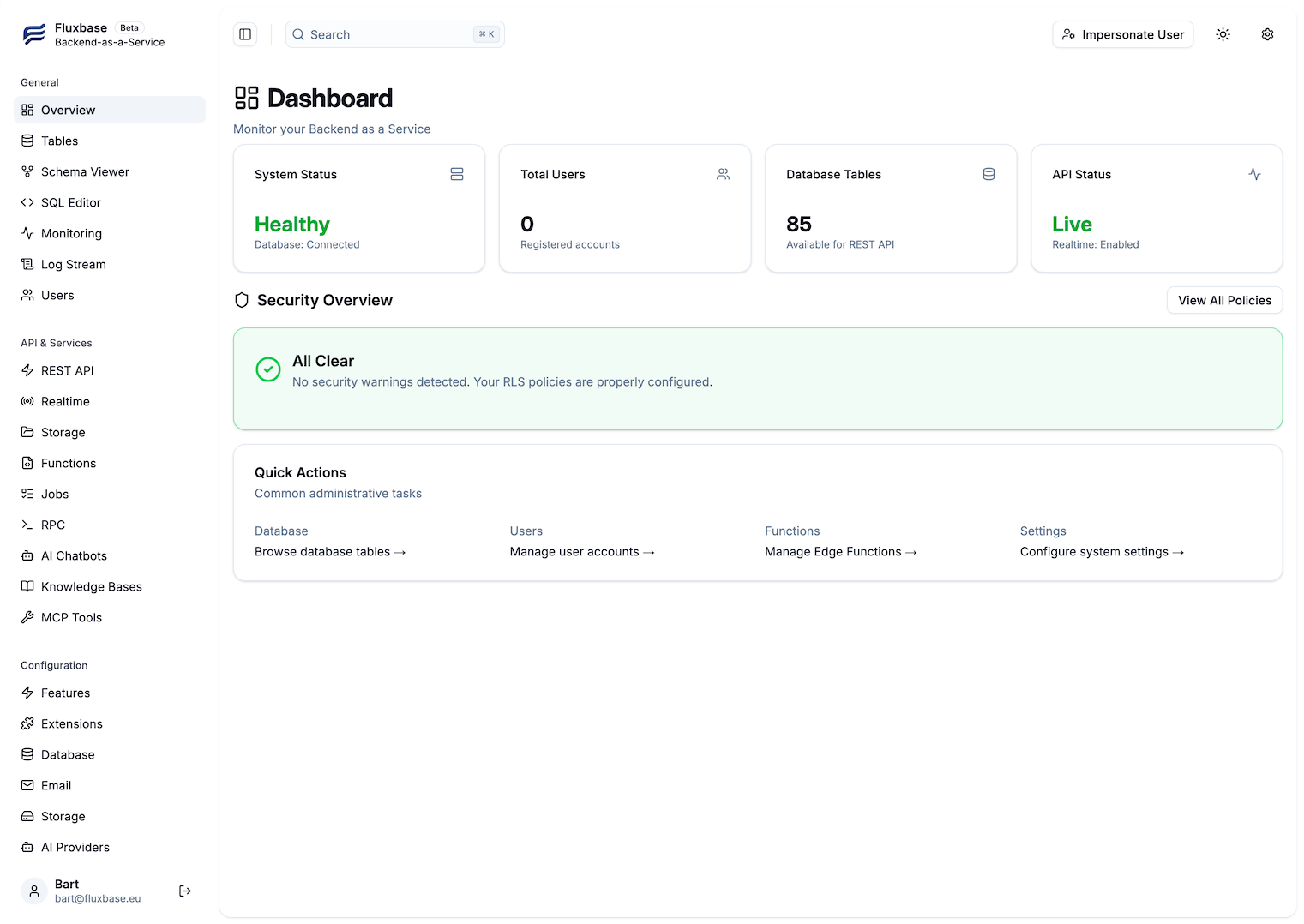 Fluxbase Admin Dashboard